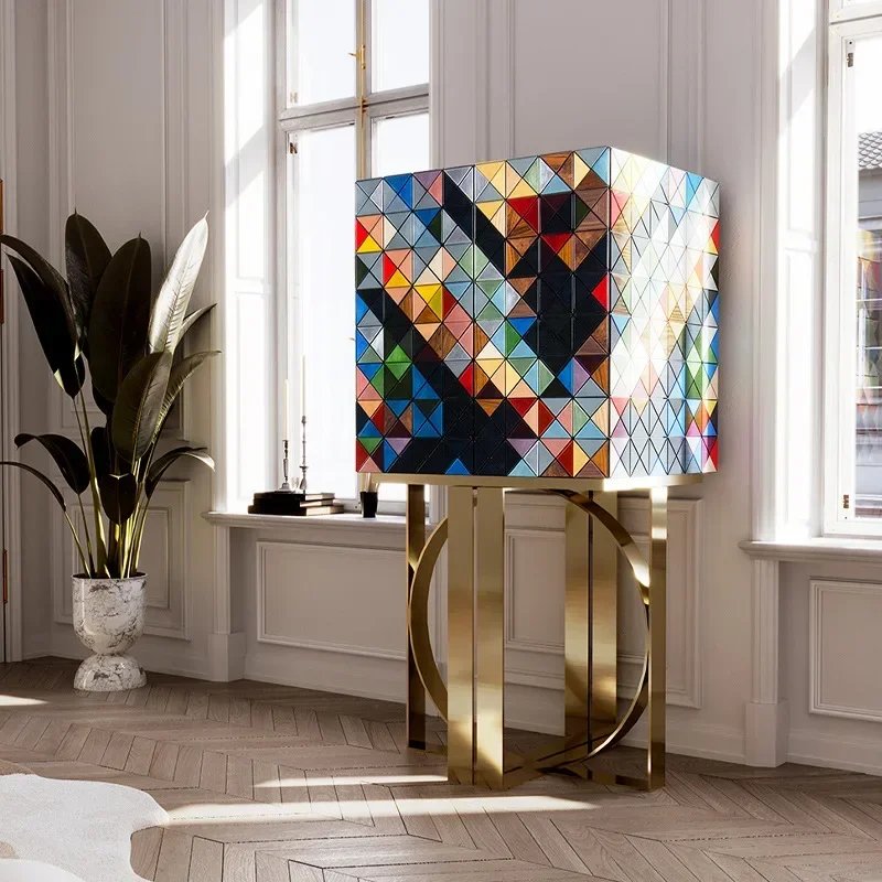 Light luxury painted side cabinet 007