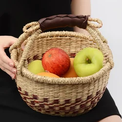 BP30 African-Inspired Handcrafted Sea Grass Wicker Basket - Storage Organizer Picnic & Grocery Basket for Outdoor Beach