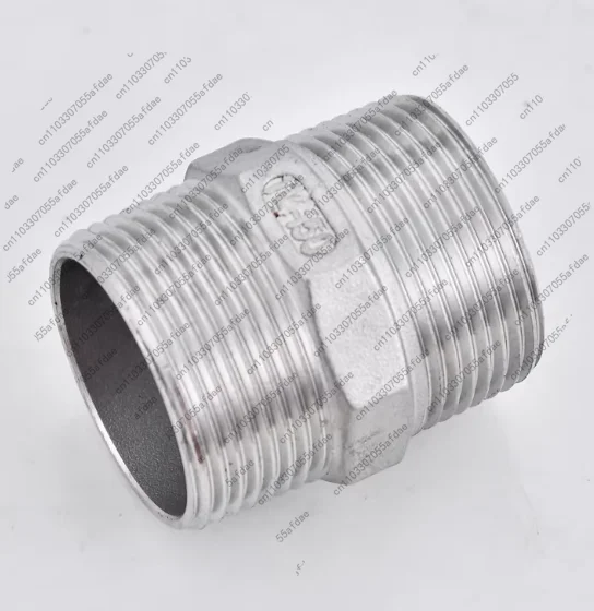 1pc stainless steel hex double-ended male threaded water pipe short connector 4 6 points 1 inch