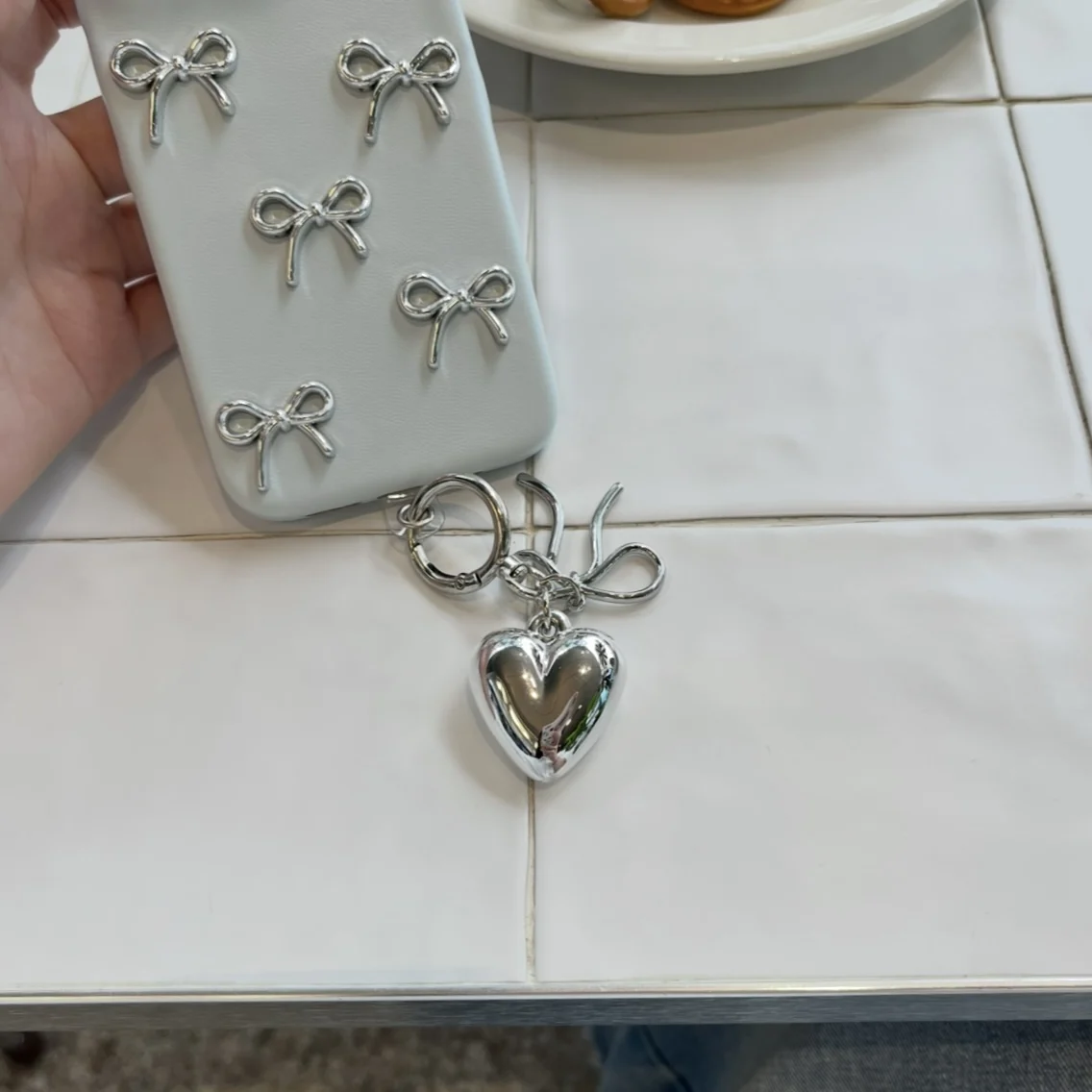 الأزرق الجلود الاصطناعية 3D Bowknots مع القلب استرخى جرلي جراب هاتف آيفون 16 15 14 13 برو ماكس غطاء الهاتف الخلفي كابا #5