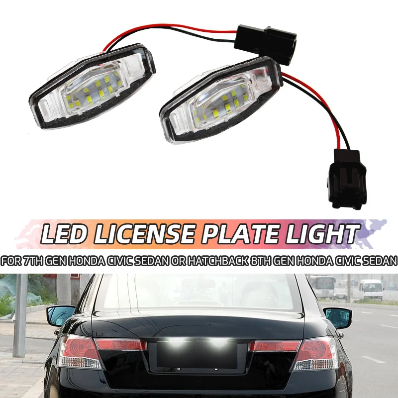 

12V LED Car License Number Plate Light Lamp No Error Acura MDX RL TL TSX ILX For Honda Civic Accord Odyssey