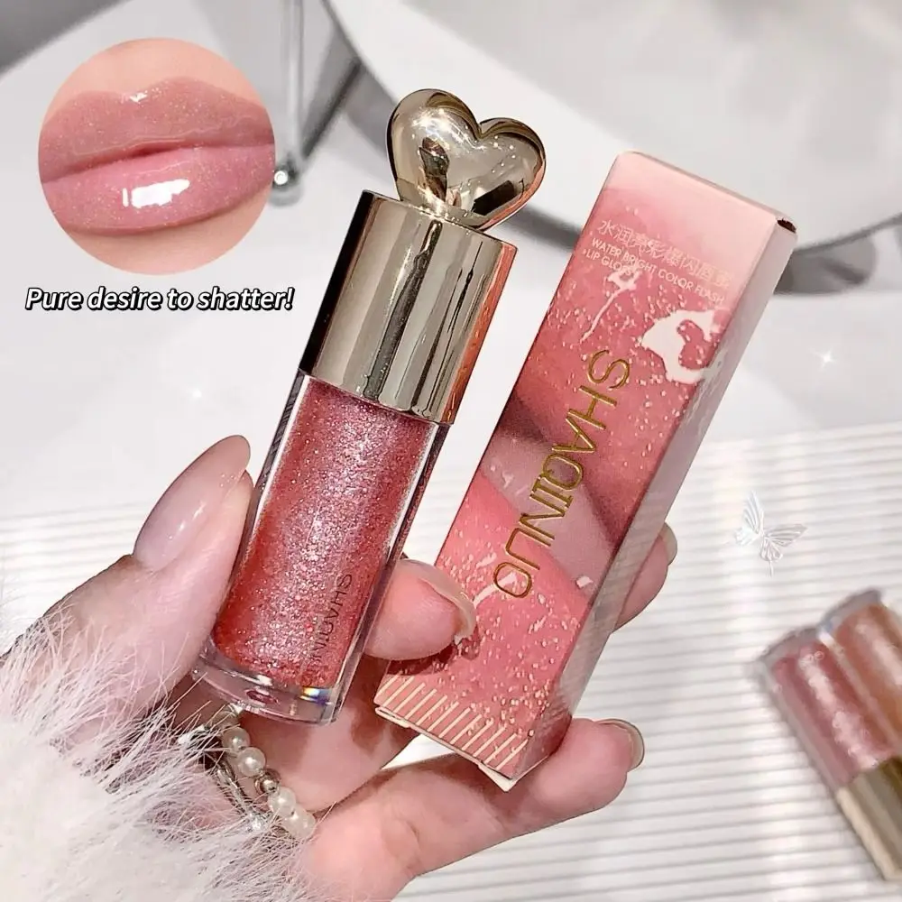 New Watery Glossy Color Lip Gloss Moisturizing Glitter Lip Dew Non-Drying Sparkling Lip Mousse Women