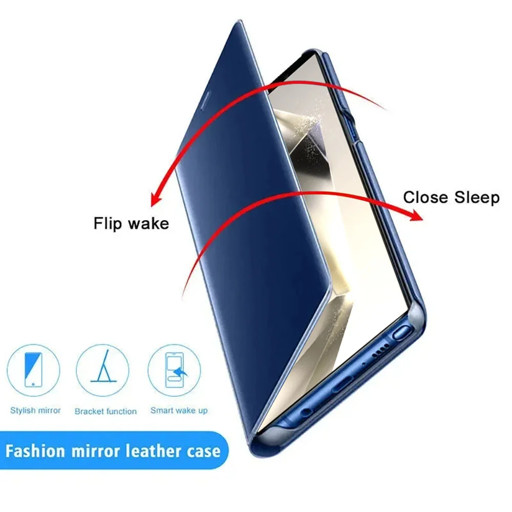 Fundas de teléfono de cuero con tapa de espejo para Samsung Galaxy S26 S25 S24 S22 S23 Ultra FE A56 A36 A55 A35 A15 A34 A16 A54 5G
