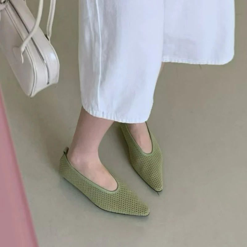 SUOJIALUN 2026 Spring New Brand Women Boat Shoes Fashion Pointed Toe Shallow Slip On Single Shoes Soft Flat Heel Dress Flat Shoe