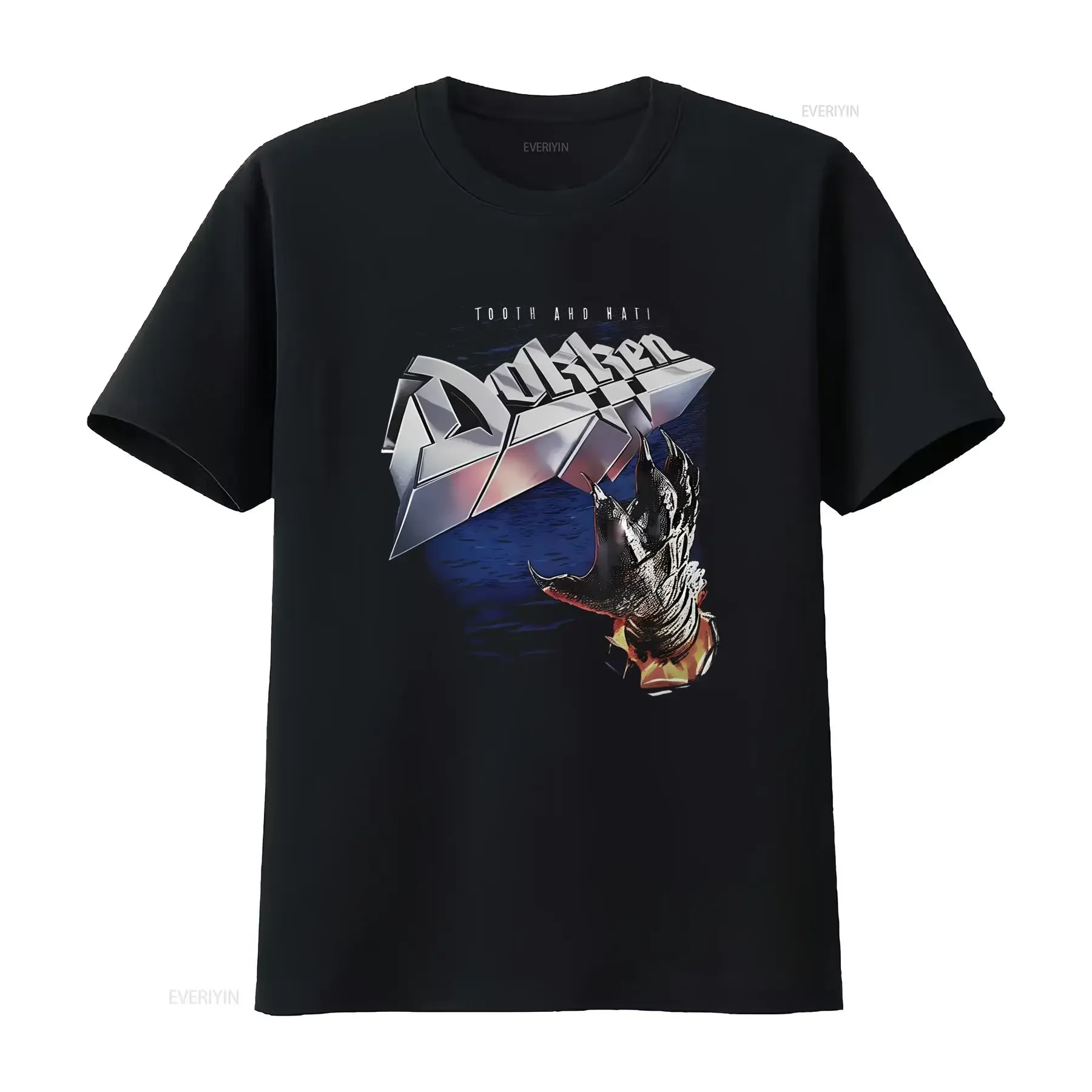 Dokken Tooth and Nail Licensed Rock N Roll Music Band Merch Black T Shirt vintage Washed designer clothes Slightly Breathable