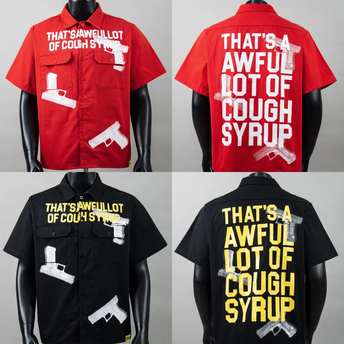 Good Quality That's A Awful Lot of Cough Syrup Short Sleeve Shirt Streetwear Patchwork Patterned Printed Shirt