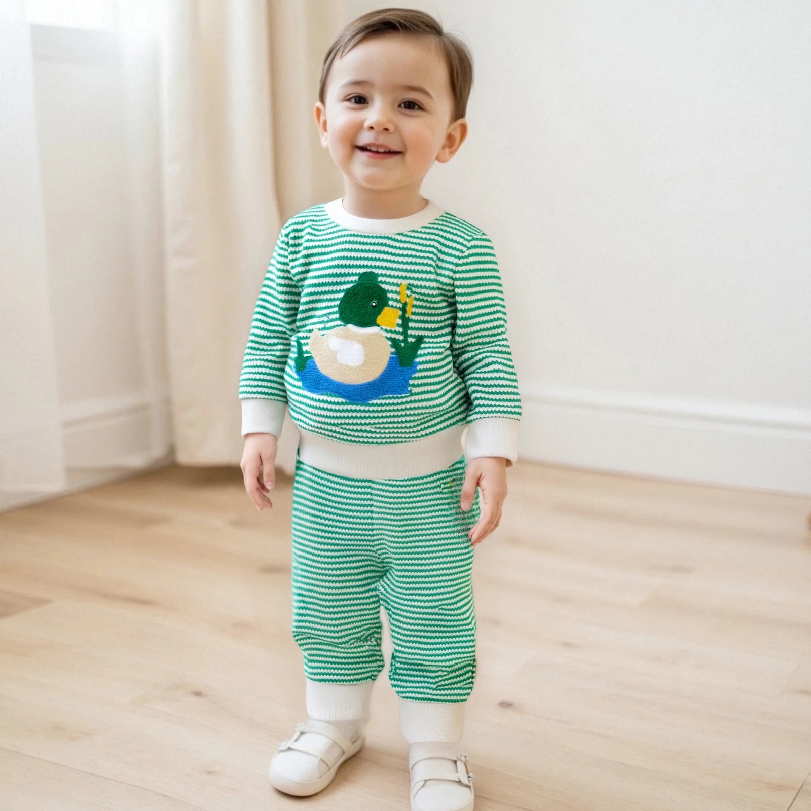 FOCUSNORM 0-3Y الرضع طفل الفتيان الشتاء الخريف الملابس مجموعات بطة/شاحنة مطرزة مخطط طباعة طويلة الأكمام البلوز السراويل