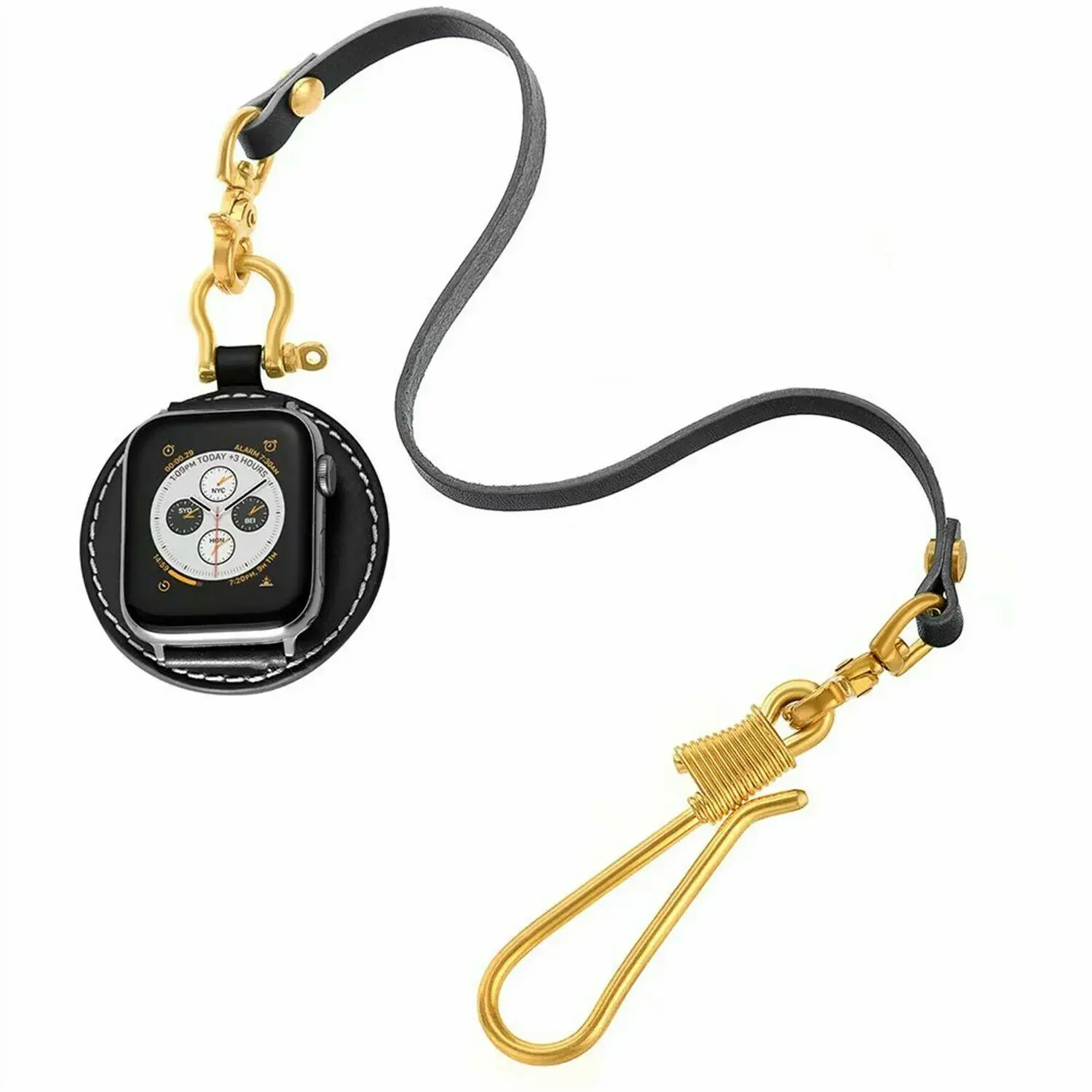 Calfskin Pocket Watch Strap For Apple Watch Series 11 10 9 8 7 6 5 4 SE Ultra Genuine Leather Band Long Wrist Strap Bracelet