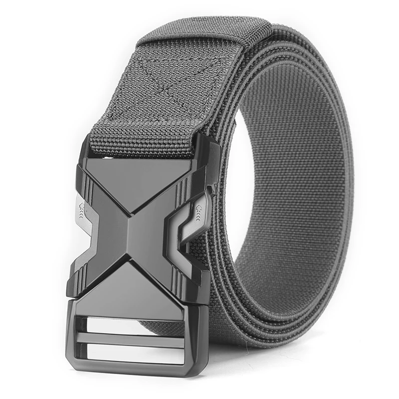 2pcs New Men's Automatic Buckle Canvas Belt Simple Outdoor Casual Woven Elastic Belt image 3