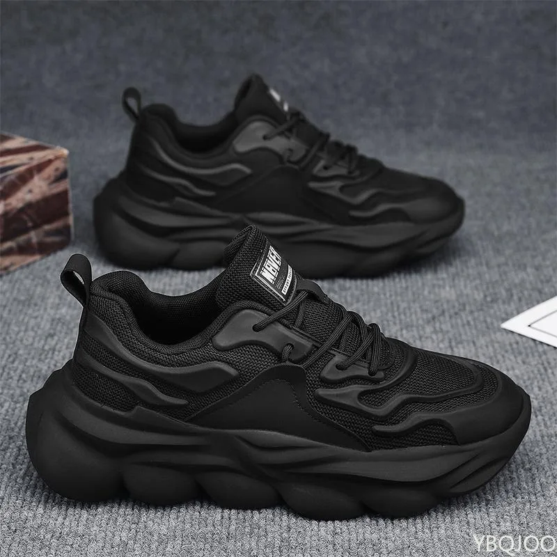 Sepatu pria baru yang modis dan serbaguna, sepatu kasual musim semi untuk lari, bernapas, ringan, sol tebal, dan menambah tinggi badan.
