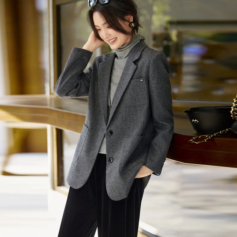 Coffee-Color High-Quality Wool Suit Jacket 2026 Autumn/Winter Fashionable Blazer for Men