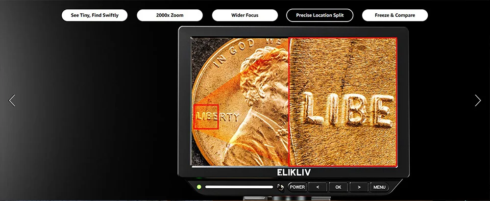 Elikliv EM4K 4K HDMI Digital Microscope for Electronics 8" 2000X Soldering Microscope for PCB Inspection Repair with 10" Stand