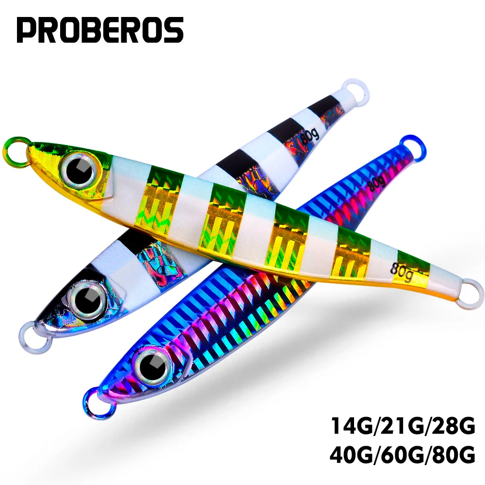 

PROBEROS 1pcs Casting Metal Jig Slow Jig Fishing Bait Fishing Lure Artificial Seabass Hard Winter Jigging Lure