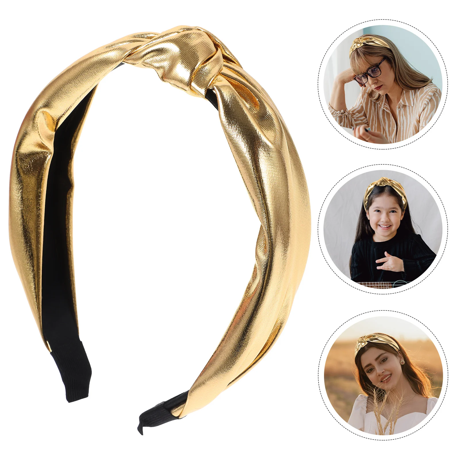 

Shiny Metal Hairband Rose Gold Wide Hair Hoop Creative Knot Headband Elegant Headpiece Chic Fashion Hair Accessory for Women