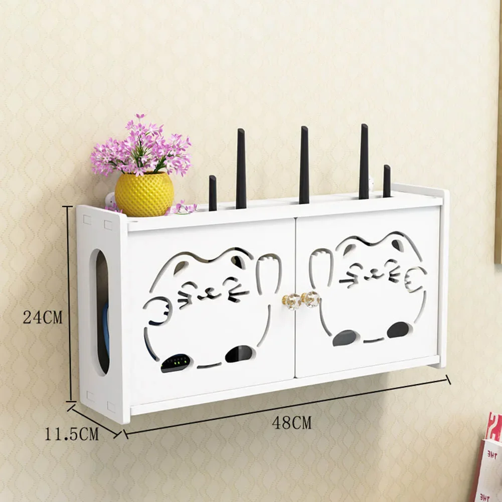 Wall-Mounted Wireless Router Box Office Media Decor Console Wifi Box Wireless Storage Boxes Rack Bracket Hangings Wall Shelf