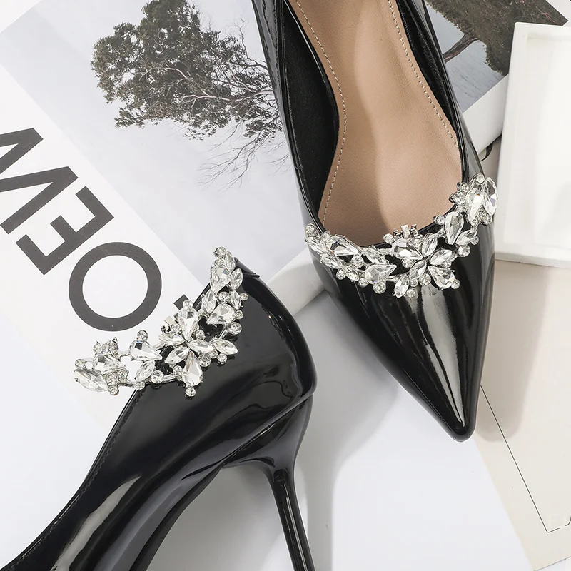 

[YU]1Pcs Women Shoe Floral Buckle DIY Rhinestone Shoe Clip Detachable Wedding Shoes High Heel Shoe Accessories