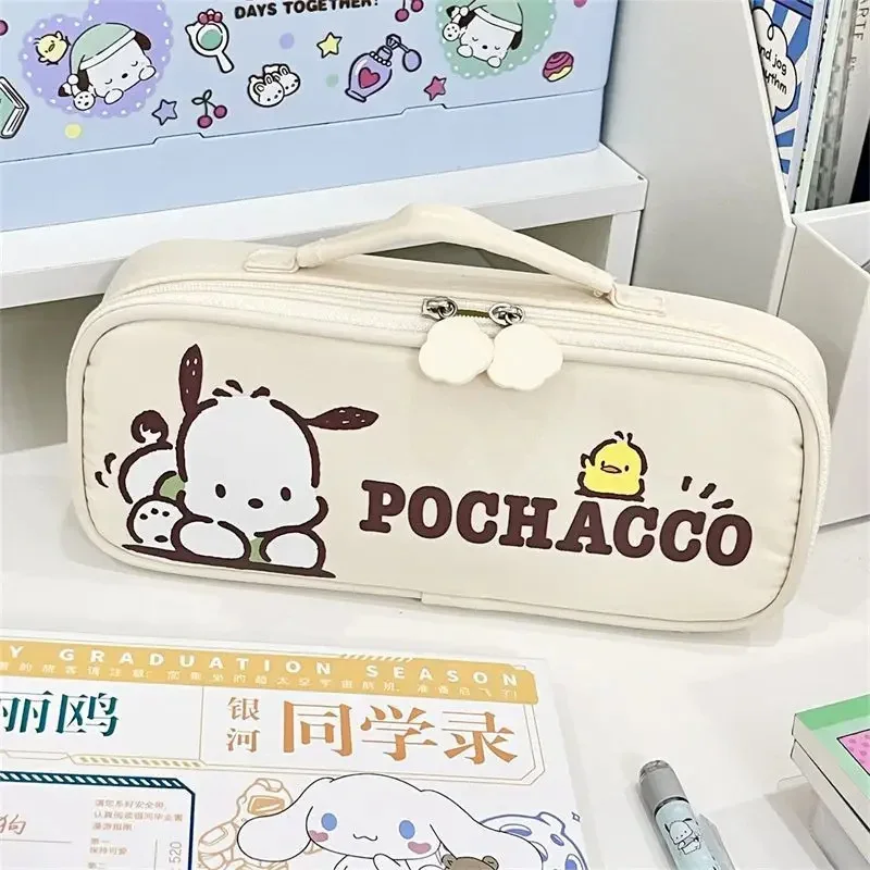 Pochacco Sanrio Anime Kawaii Pen Bag Cute Cartoon Student Pencil Box Portable Stationery Case Cosmetics Storage Bag Gifts