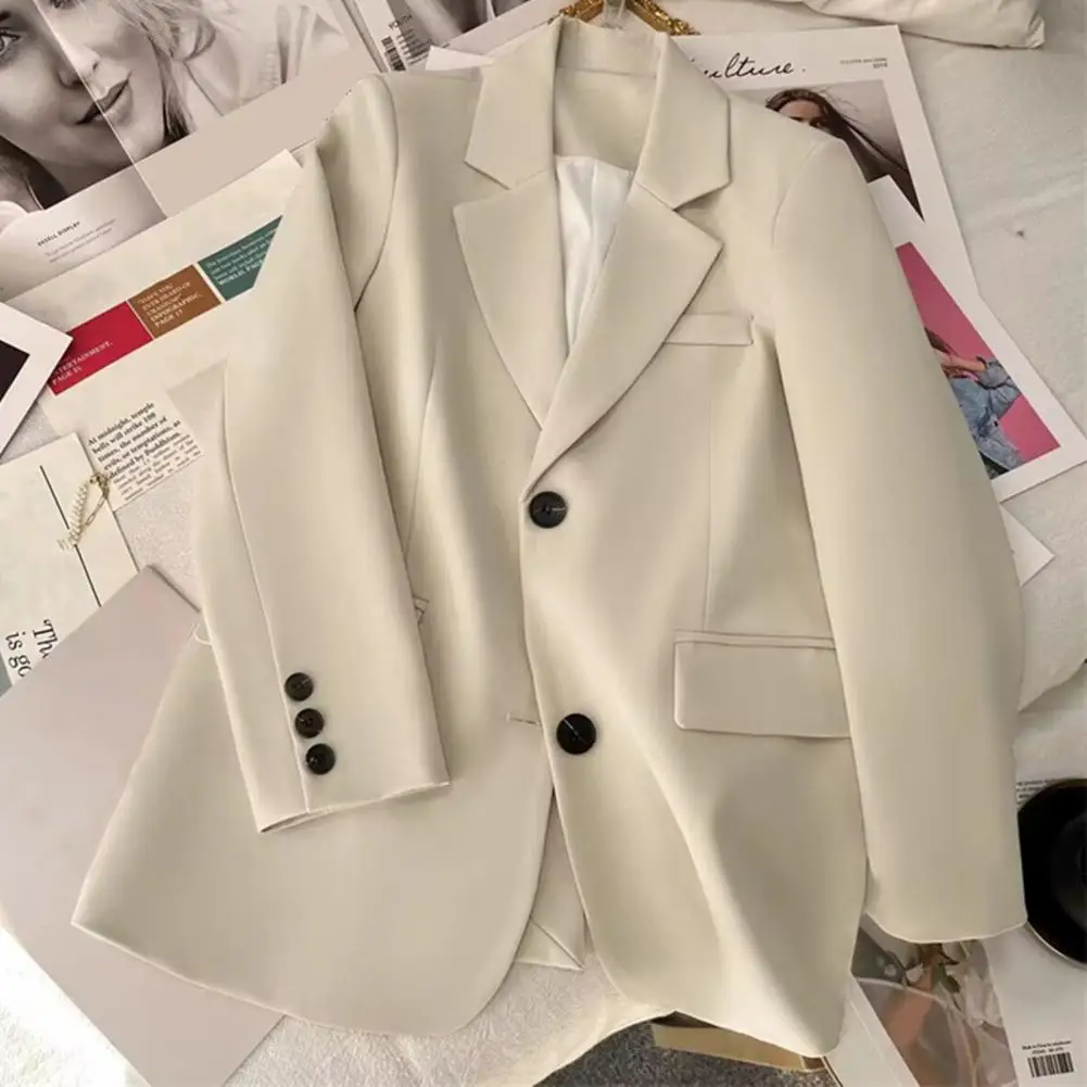 Women's Suit Spring Autumn Female Top Office Lady Blazer Loose Fit Thin Jacket Lapel Collar Coat For Work Leisure Time