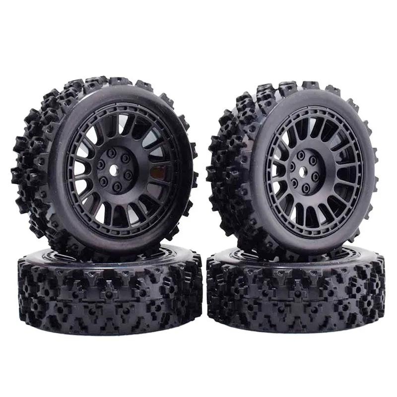 4Pcs 70mm 1/10 RC Off-Road Car Rubber Tires Wheel Tyres Front For WLtoys 144001 144002 MJX 16207 16208 MN128 86s G500  WPL C24-1