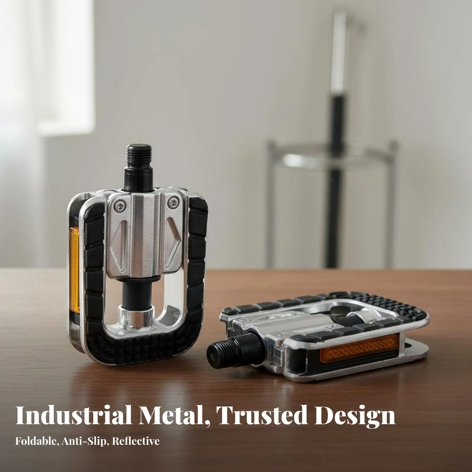 

2 Pieces Folding Bike Pedals Sealed Bearing Foldable Flat Pedals With Reflectors Reflective Strips for Storage