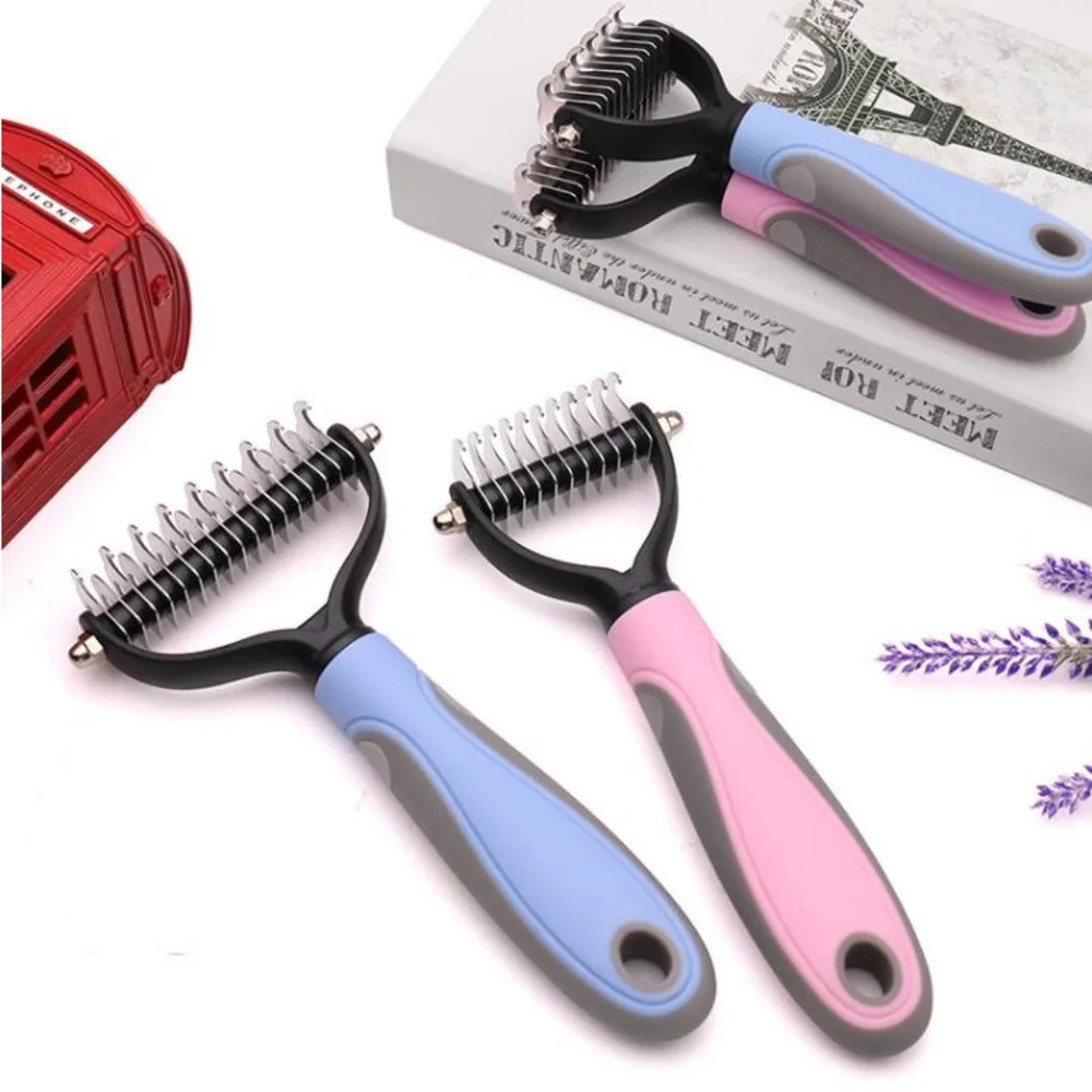 

Hair Removal Comb For Dogs Cat Detangler Fur Trimming Dematting Deshedding Brush Tool For Matted Long Hair Curly Pet