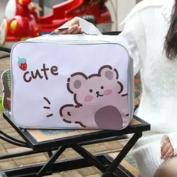 Cartoon PU Travel Bag Portable Portable Luggage Large Capacity Lunch Handbag Tote Bag Student Travel Tote