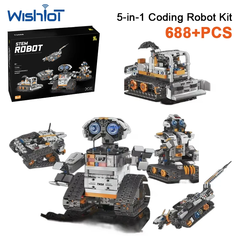 5-In-1 App Remote Control Programmable Robot Building Blocks Learning Tool Educational Science Experiment DIY Toy 465pcs