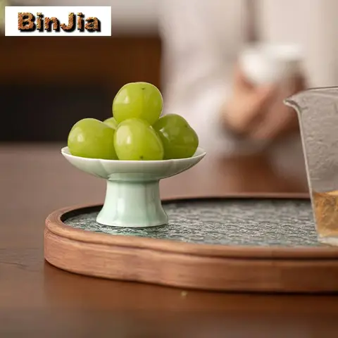 중국 미니 딤섬 차 접시 과일 접시 디저트 캔디 플레이트 음식 접대용 홀더 차 액세서리 공예 장식품
