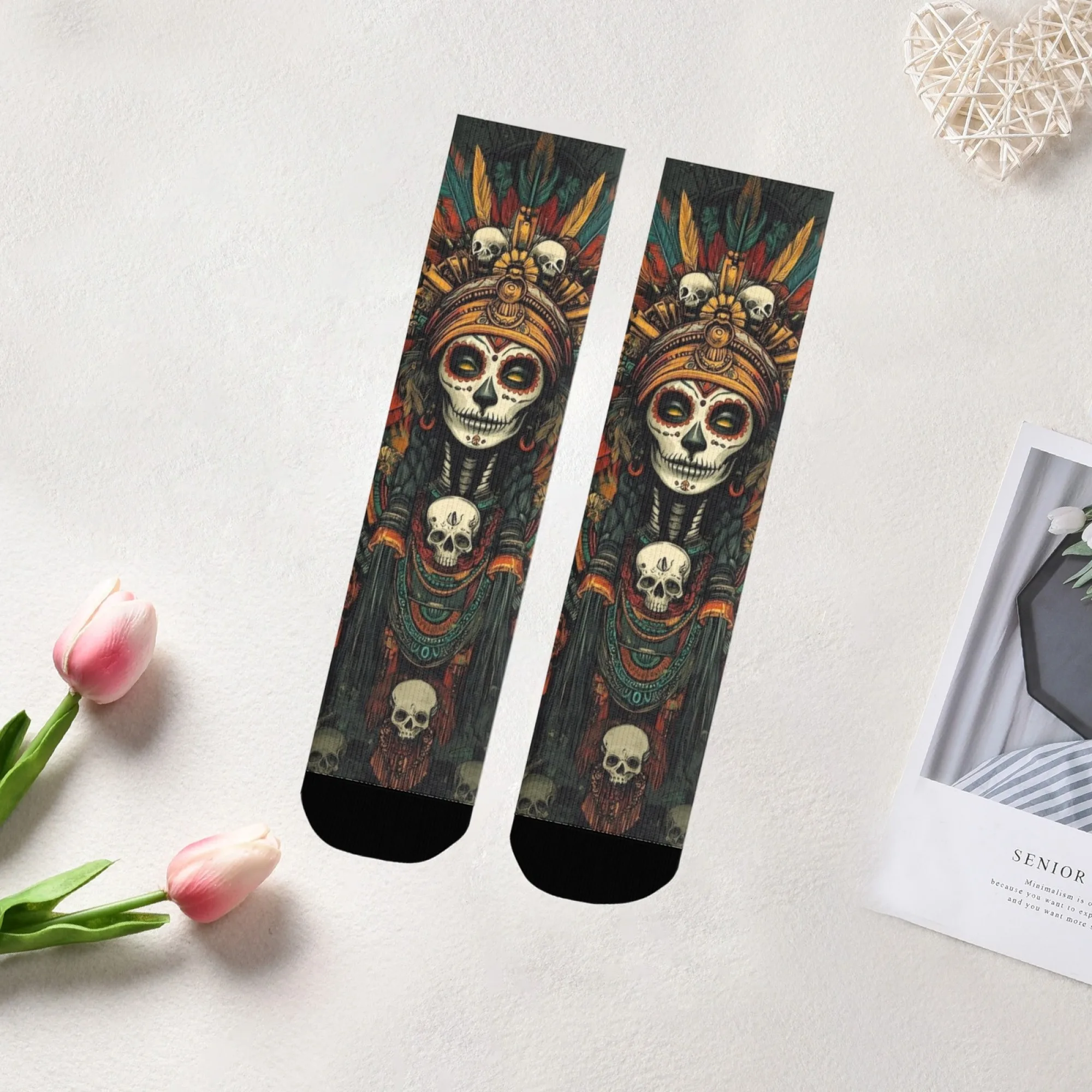 

Novelty Day of The Dead Skull Crew Socks Ethnic Unisex Anti-Slip Breathable Soft Comfortable Party Crazy Gift Outdoor Daily Wear