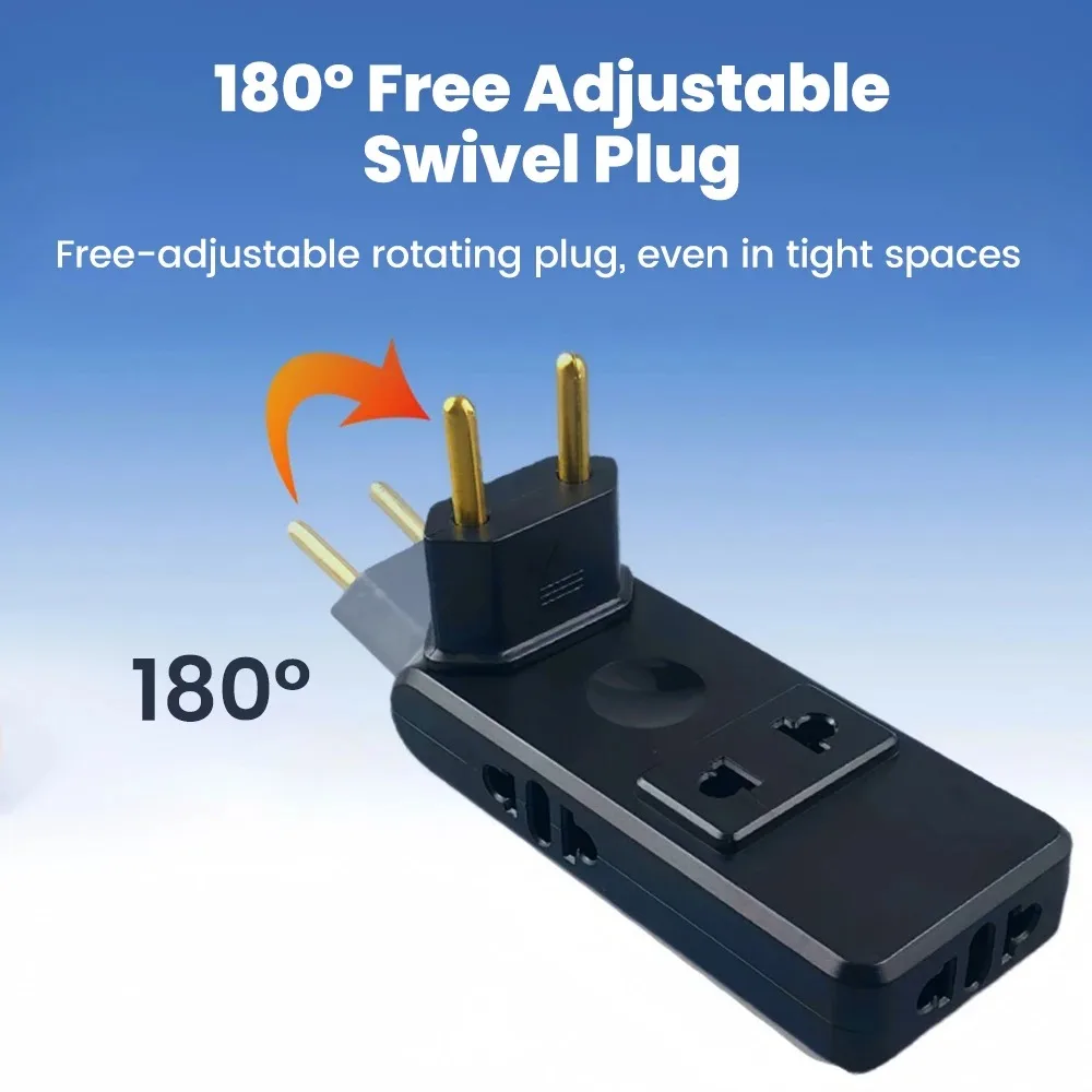4 in 1 EU Plug Adapter – 180° Rotating Wall Outlet Extension, Portable Power Converter