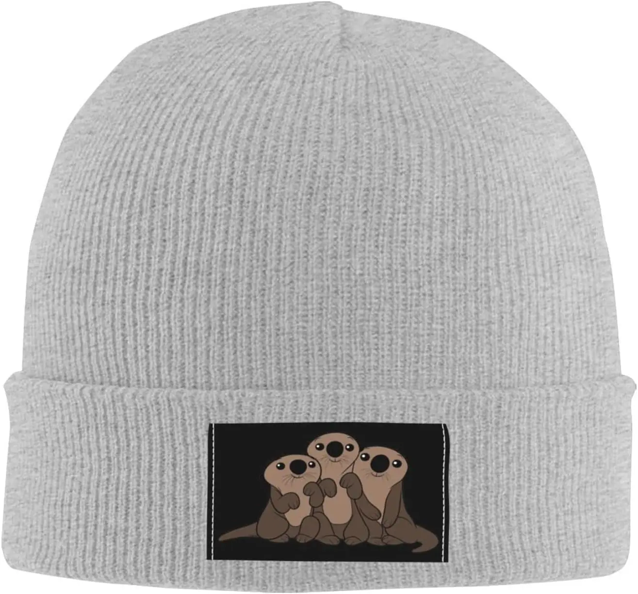 Cute Sea Otters Funny Unisex Beanie for Men Women Acrylic Fiber Winter Soft Cozy Warm Stretch Thick Trendy Knitted Caps