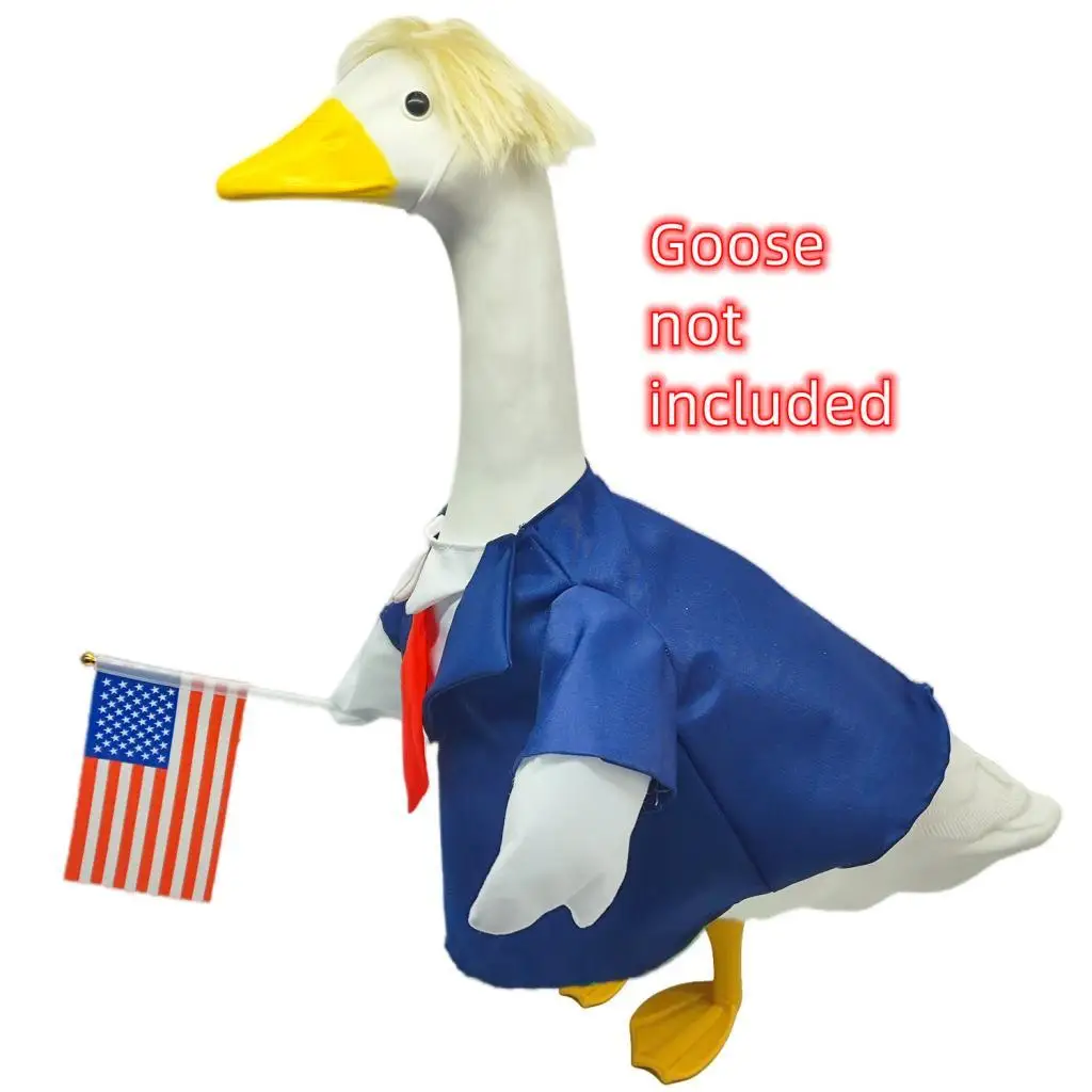 Patriotic Porch Goose Outfits Polyester Bird Costume Outdoor Decoration Prop for 23 Inch Garden Goose Statue Holiday Decor