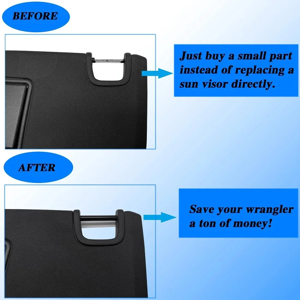 Sun Visor Repair Tubes 4Pcs Set for Jeep For Wrangler For JK 2007-2017 Rubber Tubes for Left and Right Side Installation