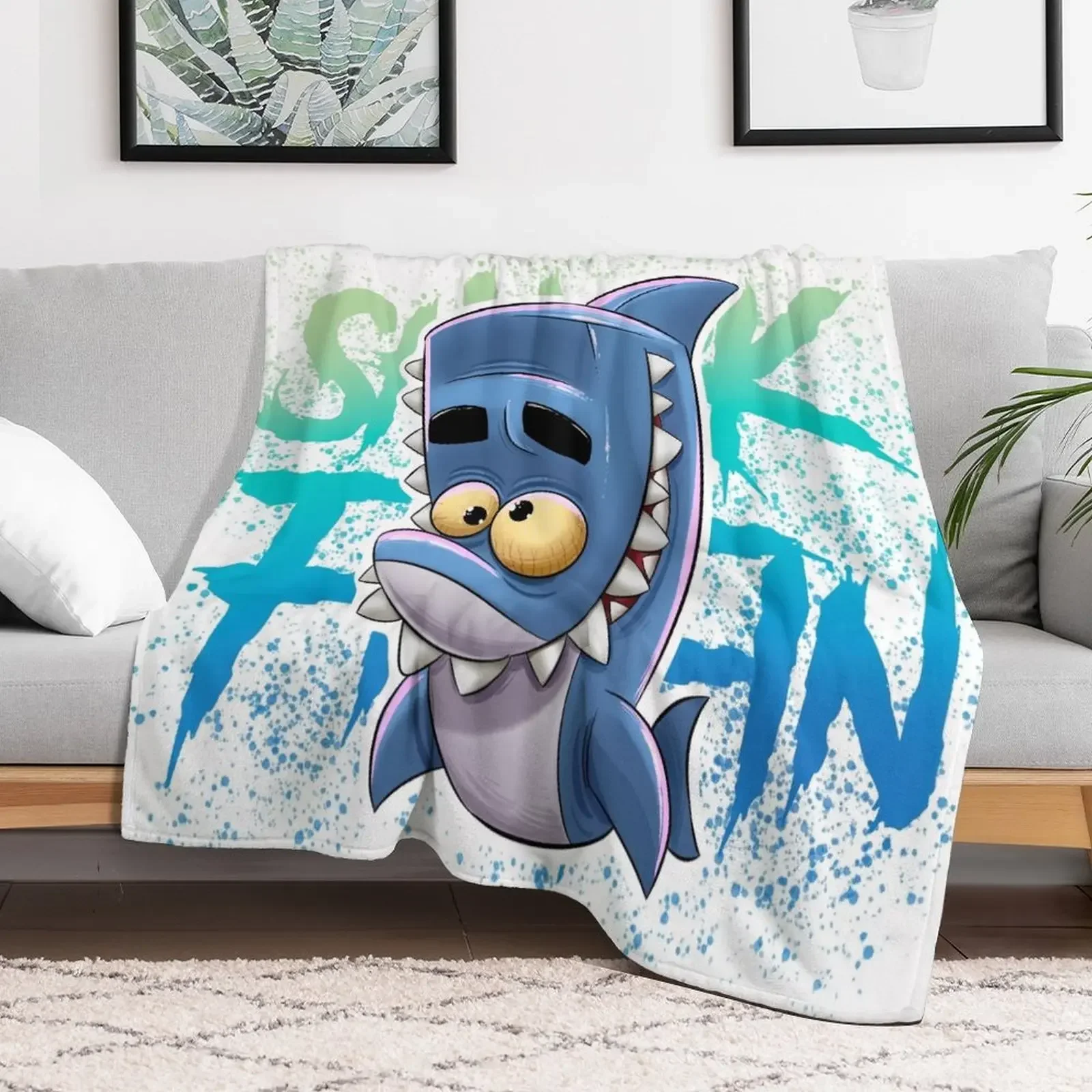 zooba shark fin Throw Blanket for sofa Bed Blankets