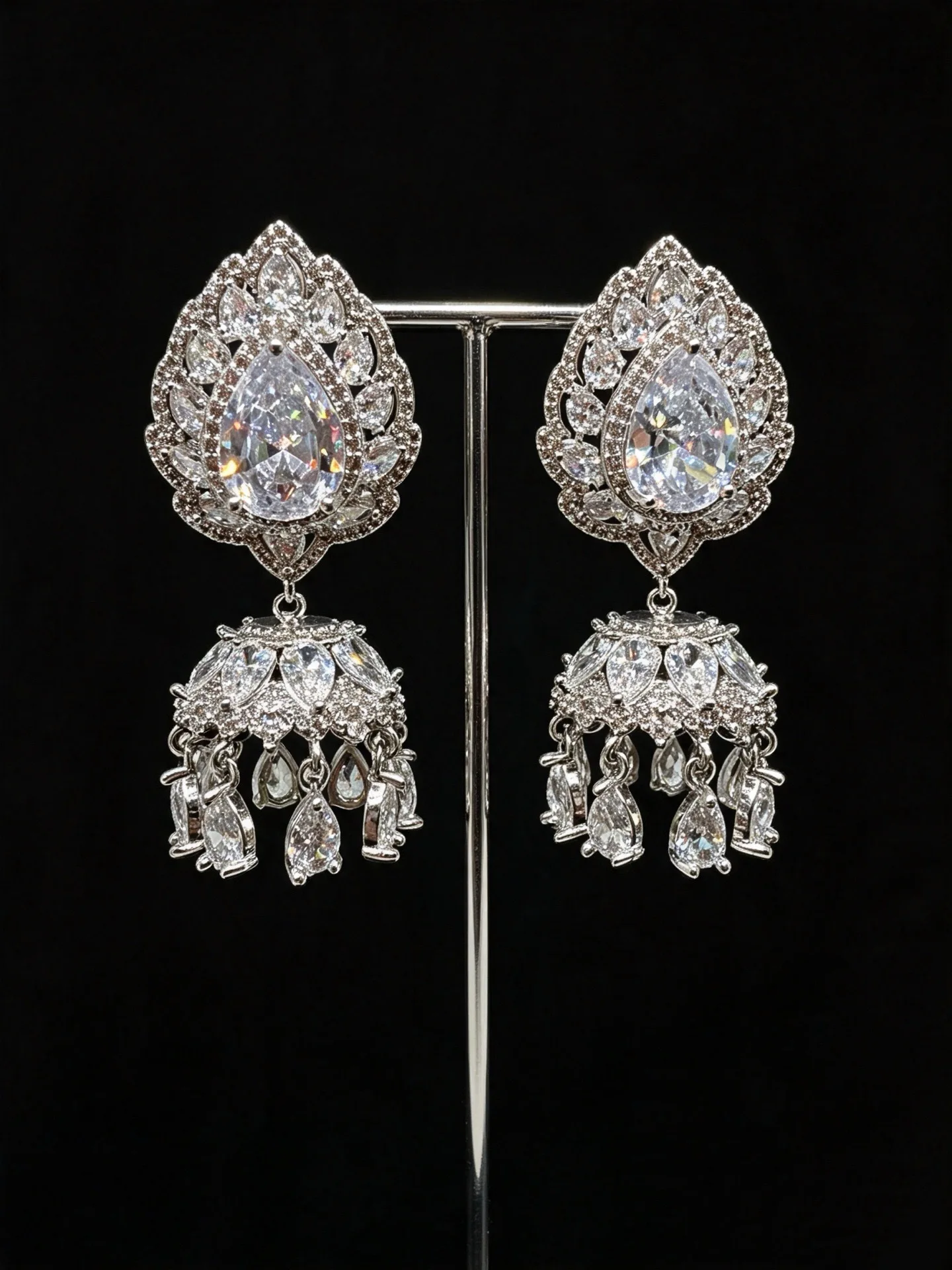 Exquisite Luxury Wind Chime Dangle Earrings Inlaid Color Zircon Drop Earrings Statement Jewelry For Women Party Wedding Gifts