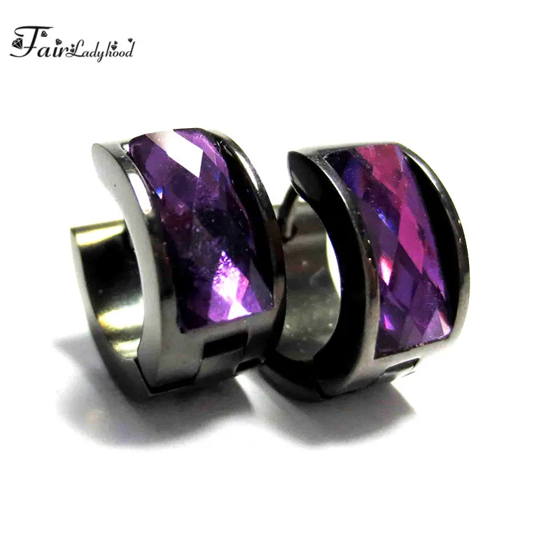 FairLadyHood 7x9 mm 12 Colors Stainless Steel Hoop Earrings For Women