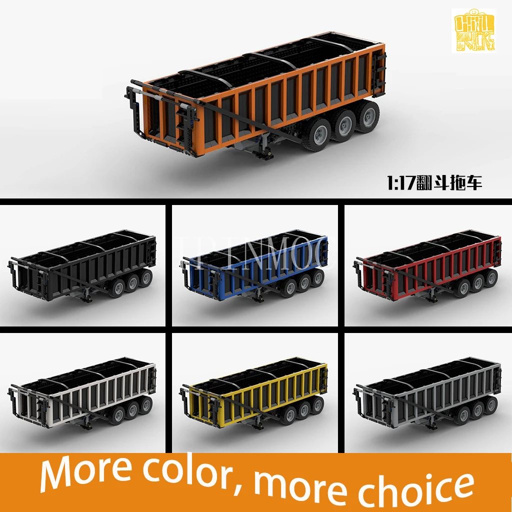 Moc-4783 1:17 Scale Tipper Trailer Model With PDF Drawings Building Blocks Bricks Kids DIY Toys Birthday Christmas Gifts