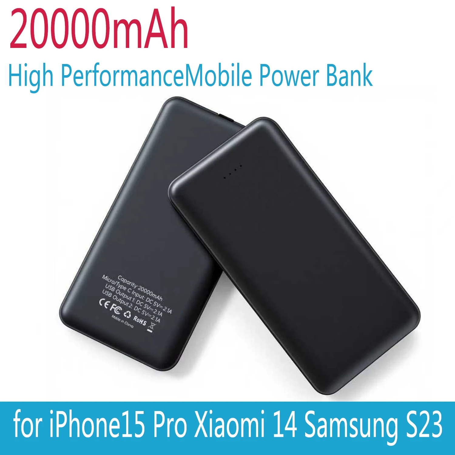 Powerbank External Battery 20000mAh Power Bank 35W Type C PD Fast Charging for iPhone15 Pro Xiaomi 14 Samsung S23