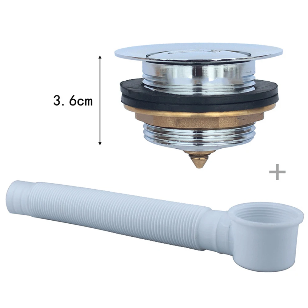 Shower Tub Bathtub Waste Drain Plug Bathroom Drian Plug Floor Drain Bathtub Pop-up Drain 【Alloy】Bathtub Drainer + Drain Pipe