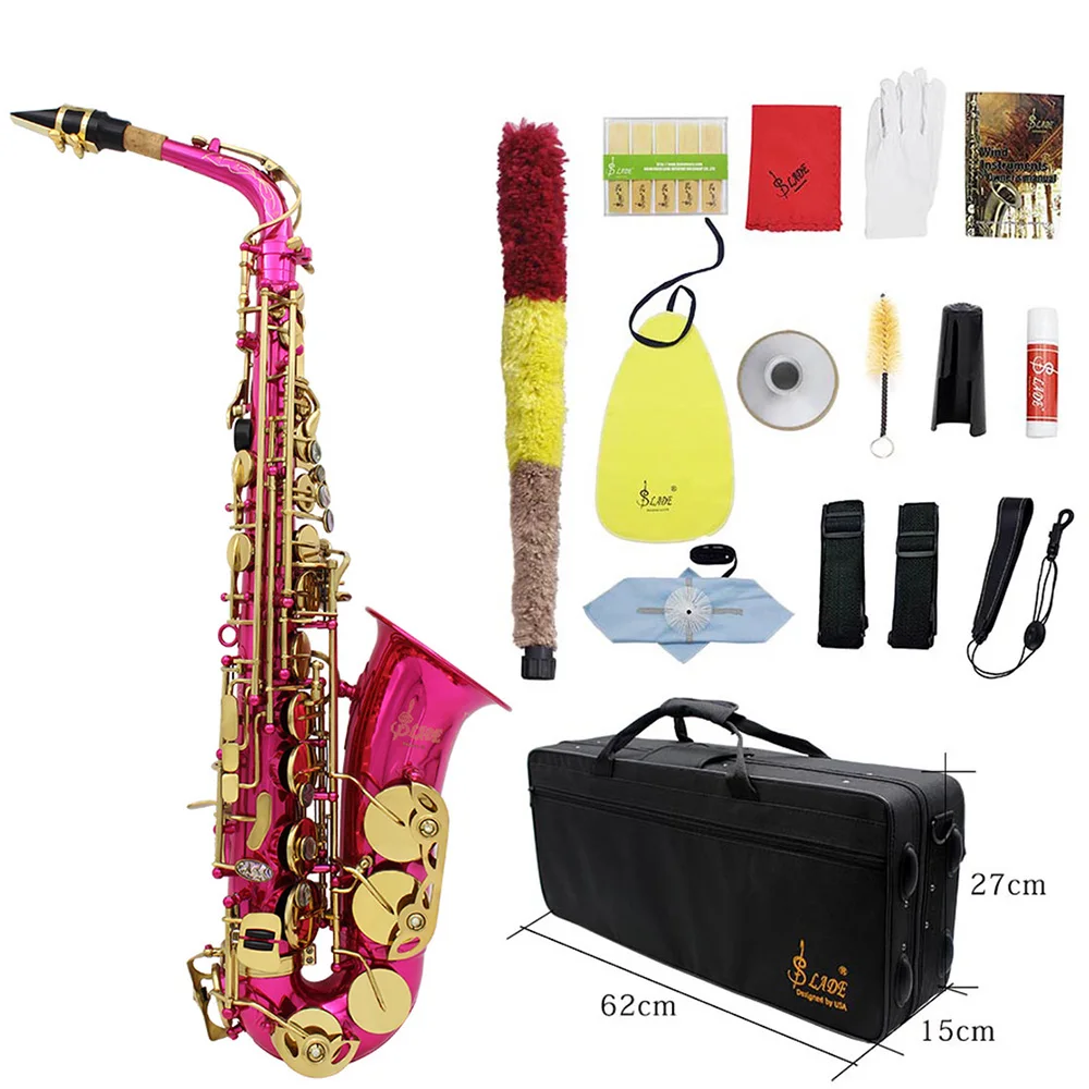 Slade Eb E-Flat Altsaxofoon Saxofoon Shell Sleutel Carve Patroon Houtblazers Met Backstraps Case Andere Reed Aeccessaries