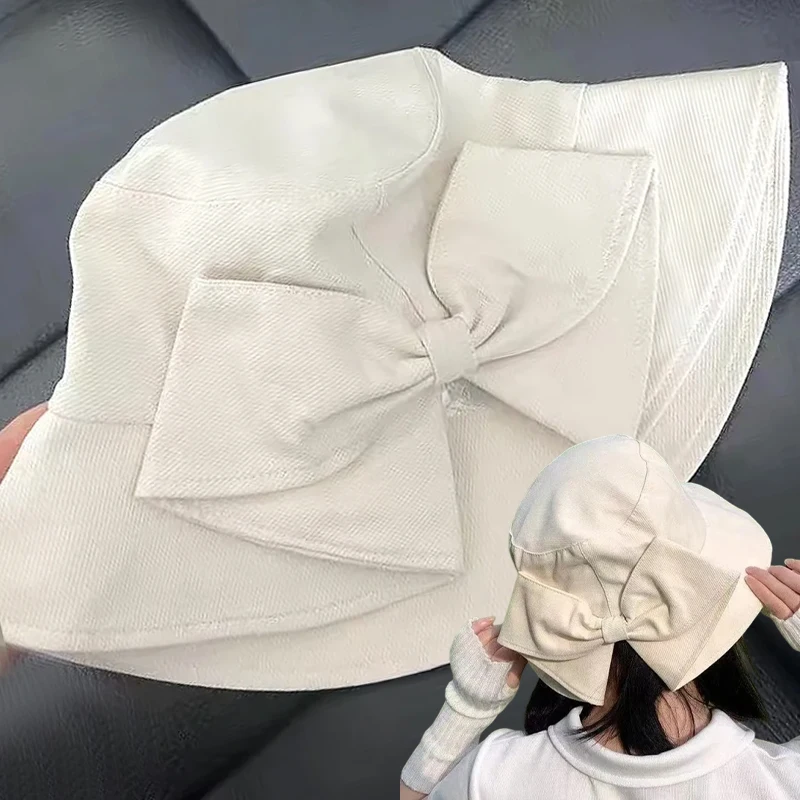 Elegant Bow Bucket Hat for Women Charms Sun Protection Fisherman Cap Korean Style Summer Beach Outdoors Sun Hats for Girls