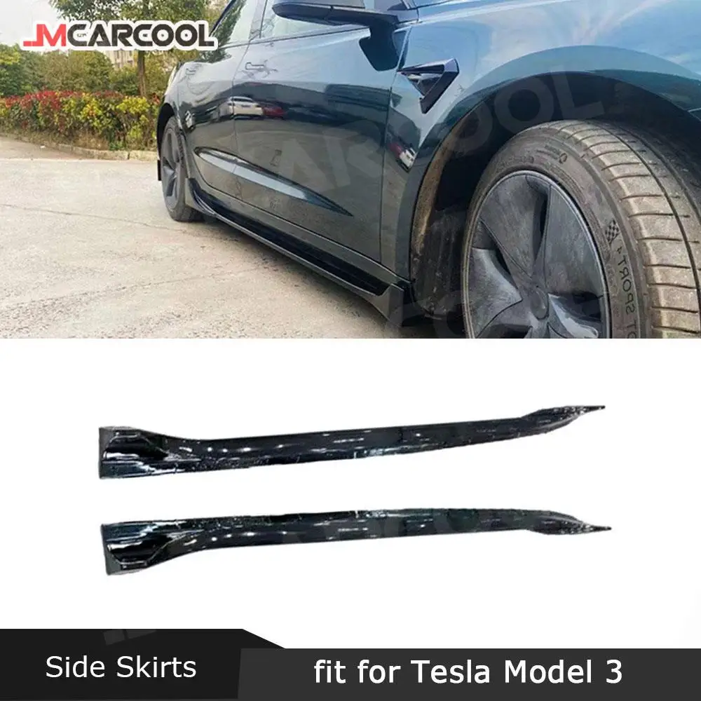 

JMCARCOOL Боковые юбки из АБС-пластика для Tesla Model 3, панели-качалки, удлинитель боковой юбки, комплект кузова, разделители губ, Стайлинг автомобиля