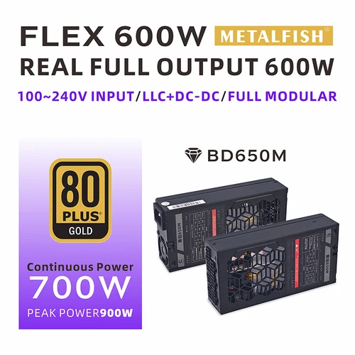 METALFISH Flex 600W fuente de alimentación Modular pequeño 1U ordenador PSU Flex-ATX 500W para ITX Compact Mini PC POS AIO NAS 90-264V