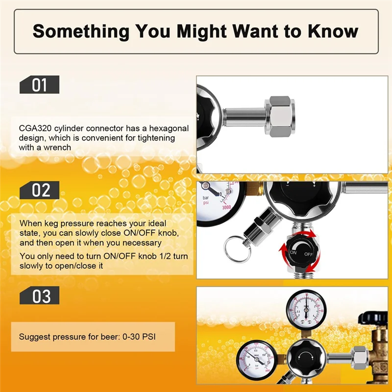 【Superdeals】CGA-320 Keg Regulator,Dual Stage Gauge Co2 Regulator For Kegerator Pressure Regulator With 1/4Inch & 5/16Inch Connec