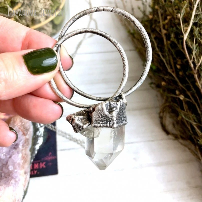 10Pcs Raw Clear Quartz Necklace Bohemian Jewelry Gift For Her