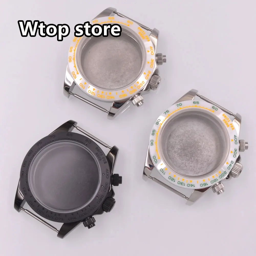 

VK63 39 мм Многофункциональный корпус для часов с хронографом Керамический безель Сапфировое стекло Подходит для VK63 VK64 Кварцевый механизм Стерильный корпус для часов