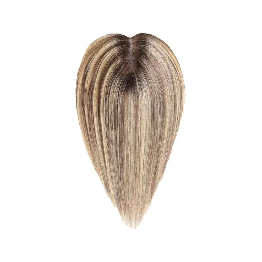 12 inch Bruin Blond Hoogtepunt Menselijk Haar Topper 5*6 Grote Zwitserse Basis Haarstukjes voor Vrouwen Natuurlijk Uitziende Dagelijks feestgebruik - afbeelding 2