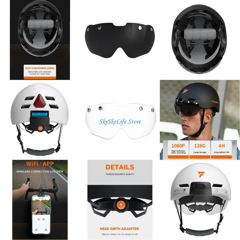 

E65E Cycling Helmets with Integrated 1080P Camera Intelligent Helmets with 1080P Video Recording for Enhances Ride Experience