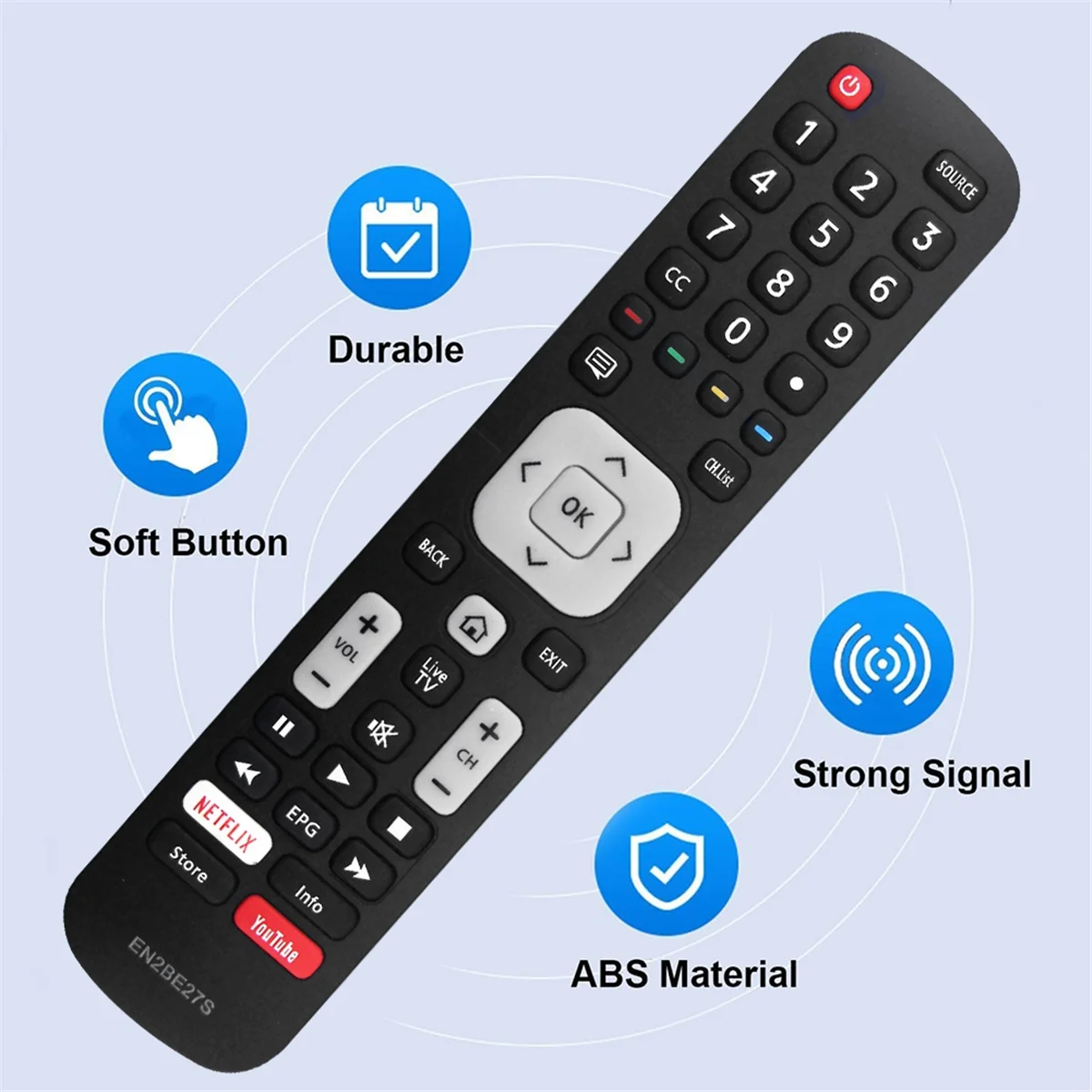 Replace EN2BE27S Remote Control for SHARP LCD Series S Smart TV with NETFLIX YouTube Keys