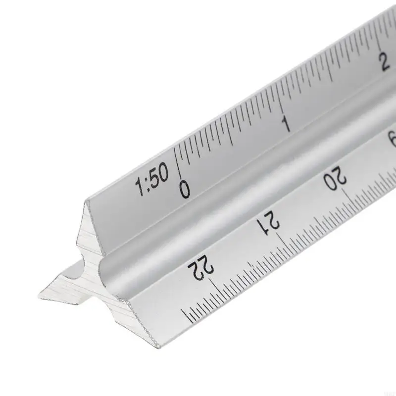 W8KF 30cm Aluminium Metal for Triangle Scale Architect Engineer Technical Ruler 12